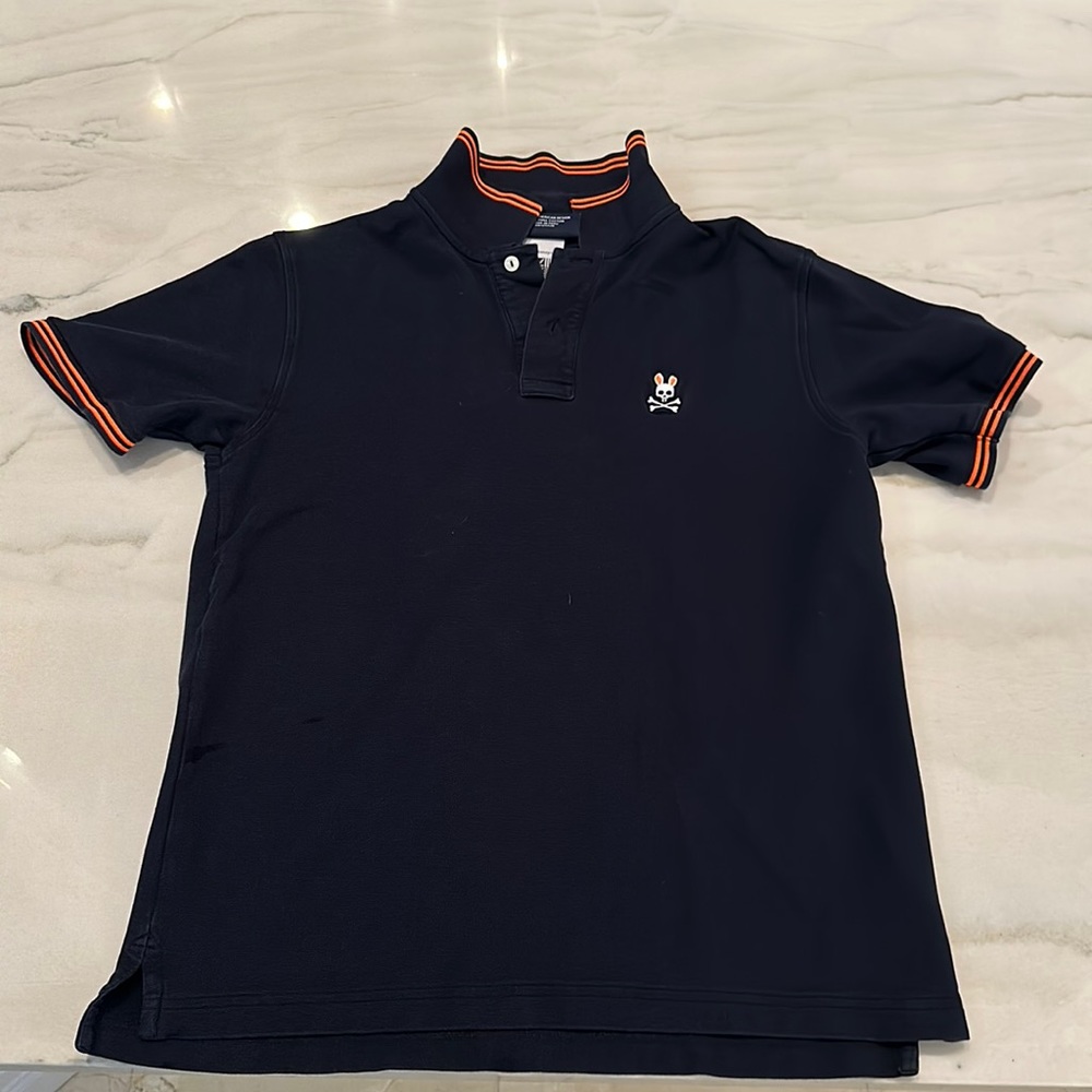 Psycho Bunny Navy w Orange Trim Polo- SZ 5